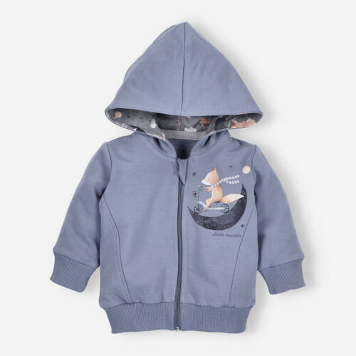 Bluza dresowa z kapturem z bawełny organicznej Space Tour Nini niebieski