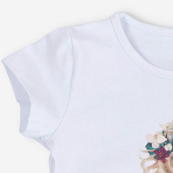 T-shirt dziewczęcy z krótkim rękawem KAR-4007/BIA Lagarto Verde biały