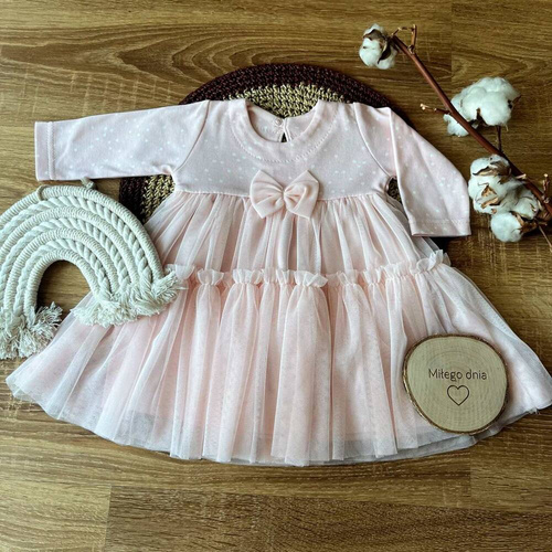 Sukienka z długim rękawem SK14035 Konfetti Mamatti - różowy