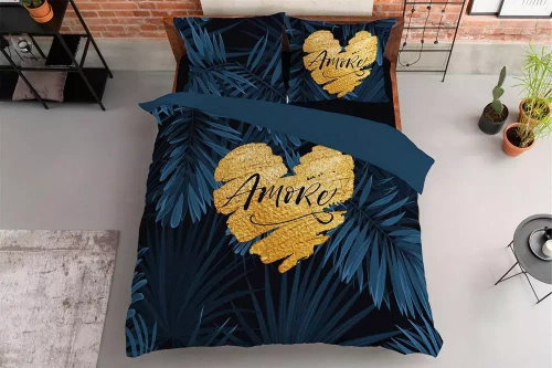 Pościel bawełniana 4414 A Holland 35 Amore Detexpol granatowy 