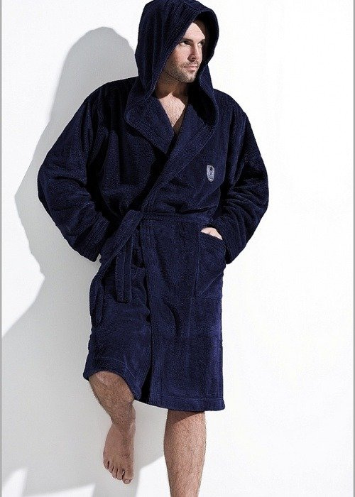 Szlafrok męski z kapturem L&L Iwo navy