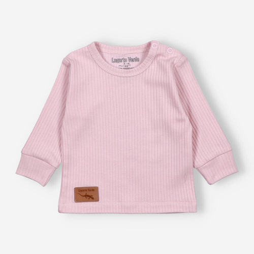 Bluzka z dzianiny prążkowej Lagarto Verde - różowy