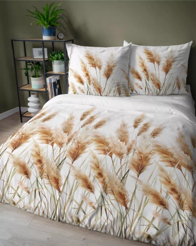 Pościel satynowa Trawy pampasowe 5329 A Detexpol złoty