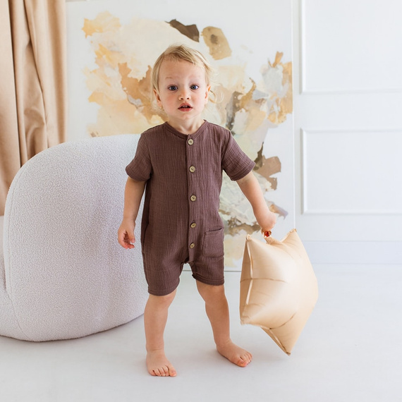 Rampers niemowlęcy"Bamboo Muslin Choco"  Makoma 