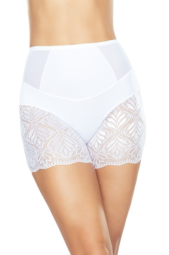 Figi Vida Eldar beżowe– wyszczuplające, koronkowe, wysoki stan, mikrofibra