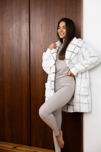 Kardigan Szlafrok Delphine Sensis - biały-kratka