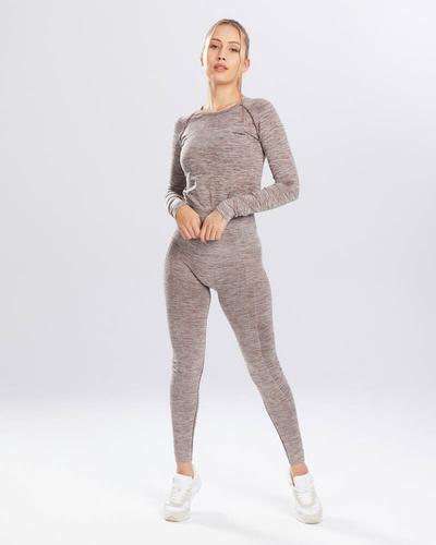 Bluzka damska długi rękaw Melange Rashguard Spaio coffee