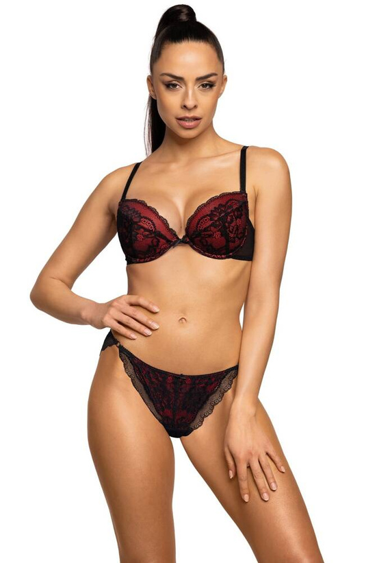 Biustonosz Push-up M-3755/1 Mollie Mat - czarny czerwony