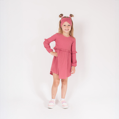 Sukienka dziewczęca 216167 Lala Nicol – bawełna, długi rękaw, falbanki