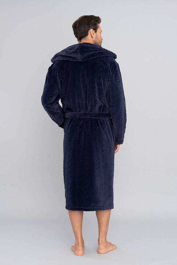 Szlafrok męski z kapturem Zygmunt Italian Fashion- granatowy