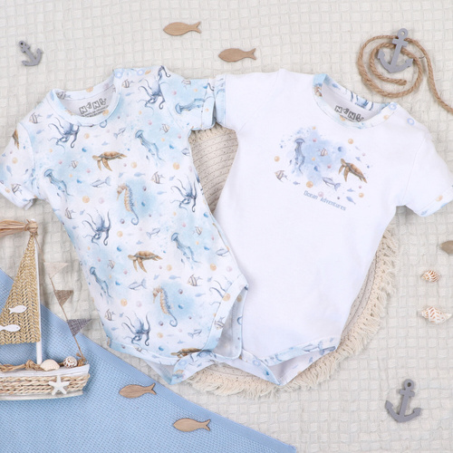 Body niemowlęce Sea Of Joy Nini biały– bawełna organiczna, krótki rękaw