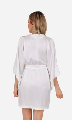 Szlafrok damski satynowy Ofelie ByShelly - ecru