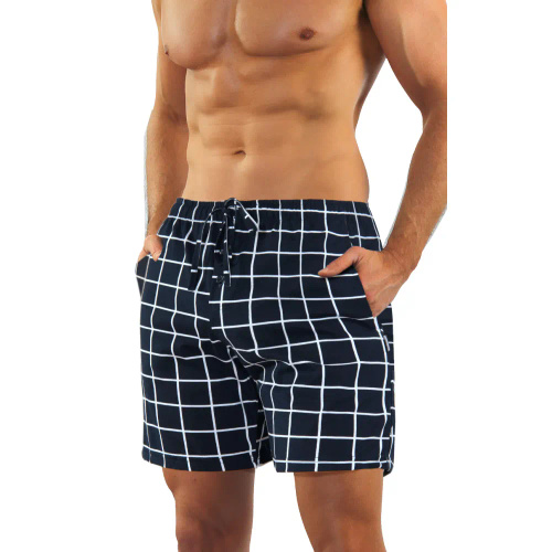 Bawełniana piżama męska, krótki rękaw i spodenki 2024/01 Sesto Senso - granatowy