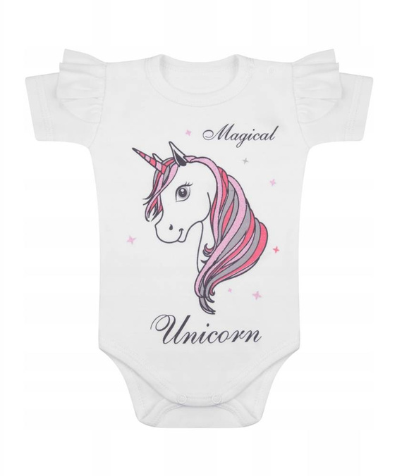 "Unicorn" Body z krótkim rękawem Terjan - biały