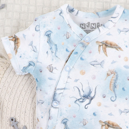 Body Sea Of Joy Nini kopertowe krótki rękaw biały – organiczna bawełna, noworodek