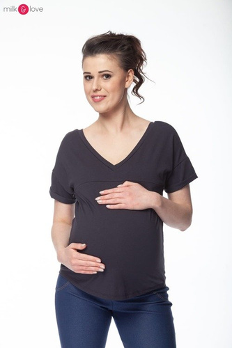Bluzka ciążowa i do karmienia M-Shirt V-neck Milk&Love grafitowa