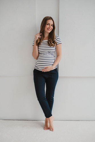 Bluzka do karmienia i ciążowa z krótkim rękawem Milk Shirt Milk&Love w cienkie paski