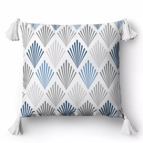 Poszewka dekoracyjna ornamenty 5403 B Panama 58 Detexpol biały/szary/niebieski