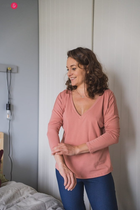 Bluzka ciążowa i do karmienia z rękawem Two Ways Milk&Love butelkowy zielony