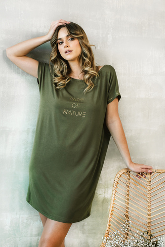 Koszula damska z krótkim rękawem Natura Italia Fashion - khaki