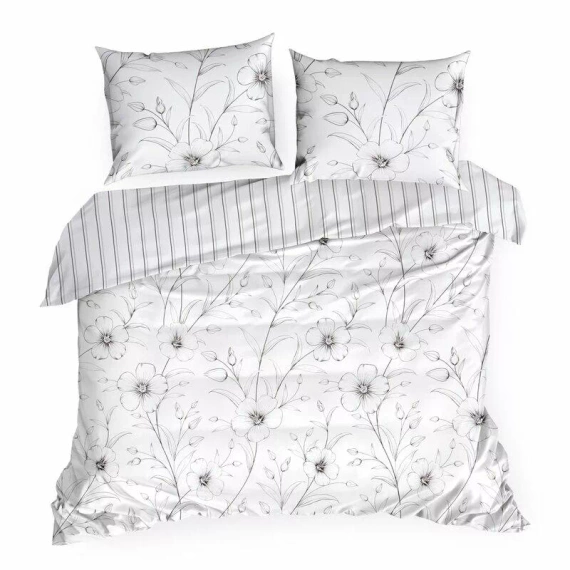 Pościel satynowa Spring 33 Kwiaty Eurofirany biały/czarny