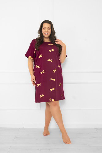 Italian Fashion Kwadro – koszula nocna damska bawełniana z krótkim rękawem