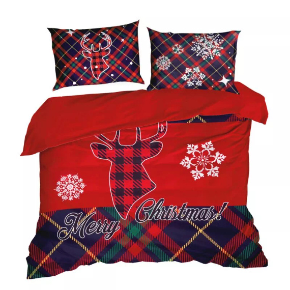 Pościel świąteczna renifer z mikrowłókna Dasher Eurofirany czerwony