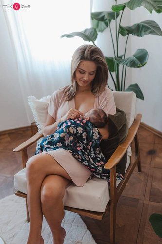 Bambusowa koszula nocna ciążowa i do karmienia Moon Milk&Love pudrowy róż