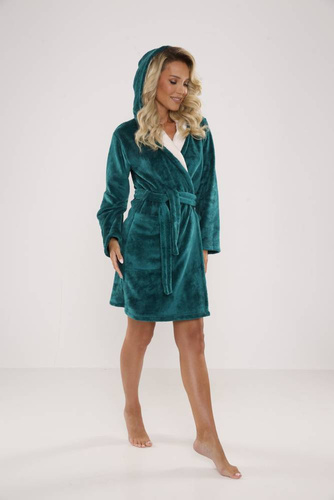 Krótki Szlafrok damski 627 Soraya Forex - zielony/ecru