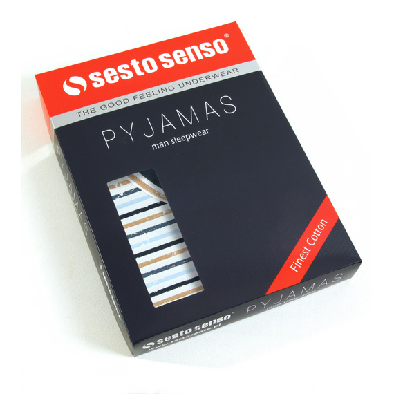 Bawełniana piżama męska, krótki rękaw i spodenki 2521/14 Sesto Senso - jeans
