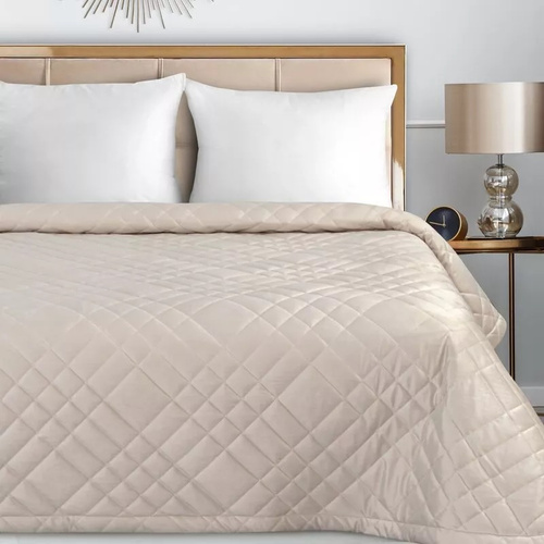 Eurofirany Ria 6 narzuta welurowa pikowana dekoracyjna kremowy 