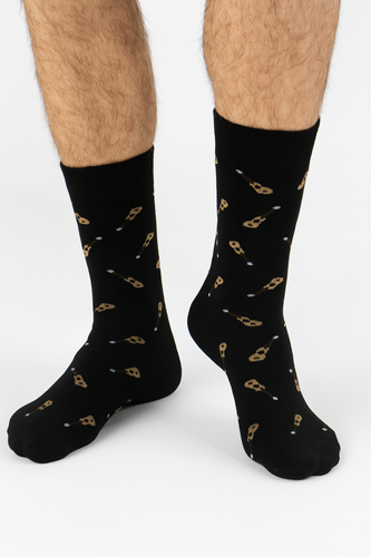 0125-122 Milena Avangard „Małe Gitary” – Skarpety męskie bawełniane | Wzorzyste, nieuciskające