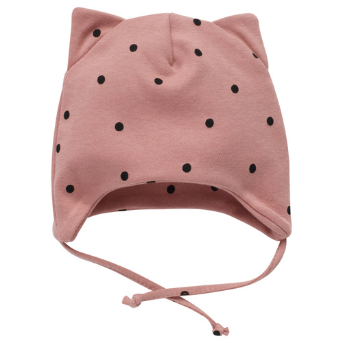 Czapka dla dziewczynki Tres Bien Pinokio - róż groszki