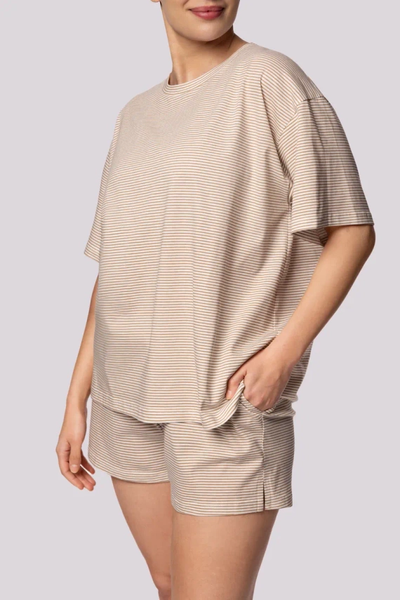 Piżama damska Stripe shortsleeve Mona ecru