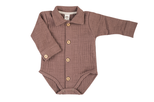 Koszulobody długi rękaw muślinowe "Bamboo Muslin Choco" Makoma 