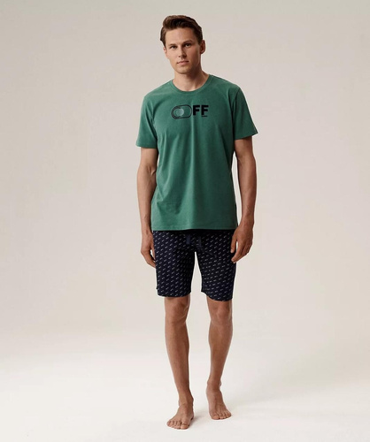 Bawełniana piżama męska NMP-395 – krótki rękaw, przewiewna, idealna na lato