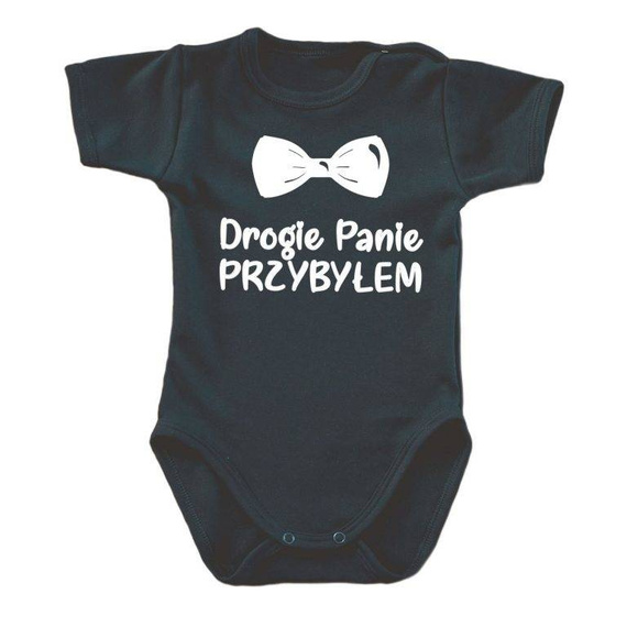 "drogie Panie przybyłem" body krótki rękaw Moocha biały