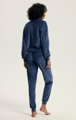 Delanie Henderson 43722 navy – piżama welurowa damska, komplet długi