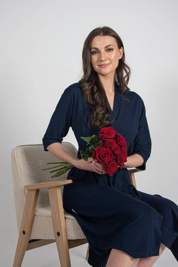 De Lafense Visa 942 – długi, lekki szlafrok damski z wiskozy, granat