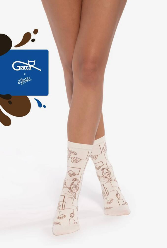 Skarpety unisex U04.WED Wedel Gatta - white choco 04/14E