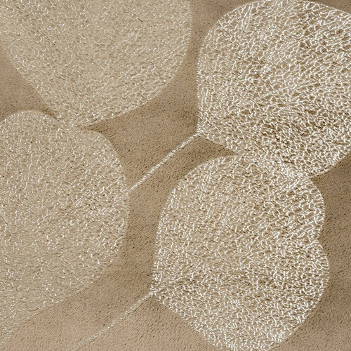 Koc narzuta z mikrofibry z błyszczącym nadrukiem liści Ginko 2 Eurofirany miodowy