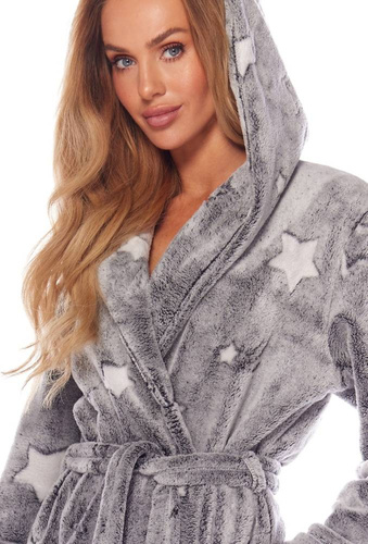 Szlafrok Damski pluszowy 2212 Nela L&L -melange