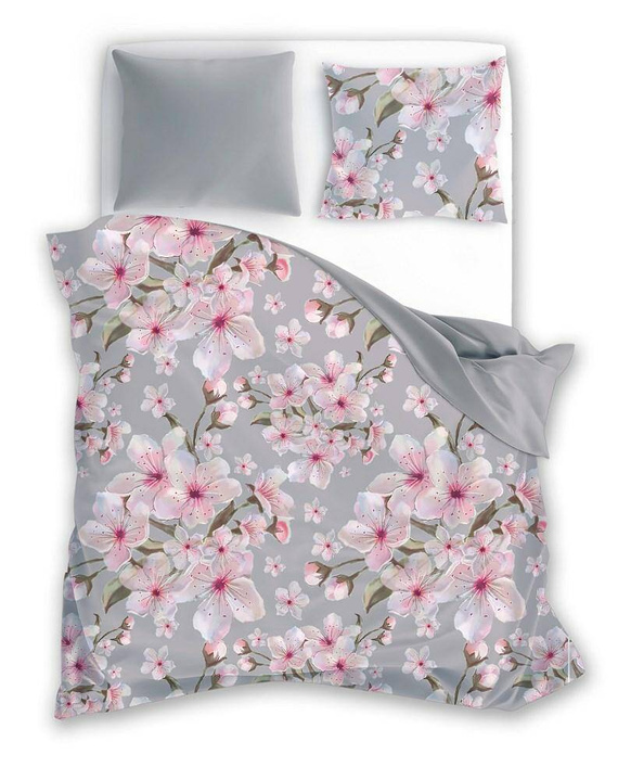 Pościel bawełniana Eufloria 012 kwiaty liście dwustronna Faro biały