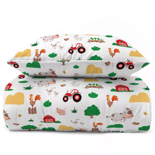 Pościel dziecięca bawełniana 5439 A Wesoła Farma Mała Detexpol biały 