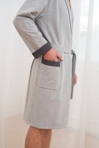 Szlafrok męski z kieszeniami Gabriel Italian Fashion- melanż/grafit