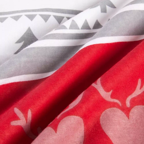 31516/1 Darymex Flanelove szara czerwona– świąteczna pościel flanelowa, komplet bawełniany, ciepła i przytulna