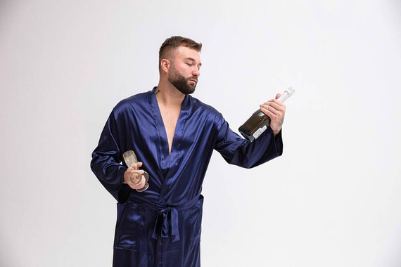 Szlafrok męski Lukas Dkaren - granatowy