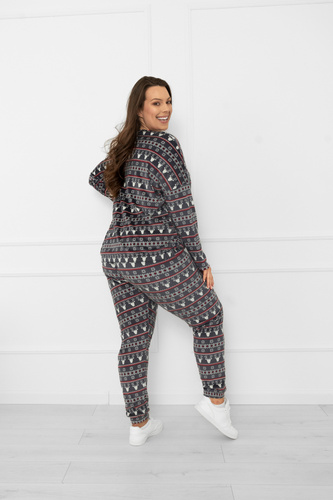 Komplet damski Navara – ciepły homewear polarowy z zimowym motywem Italian Fashion - grafitowy