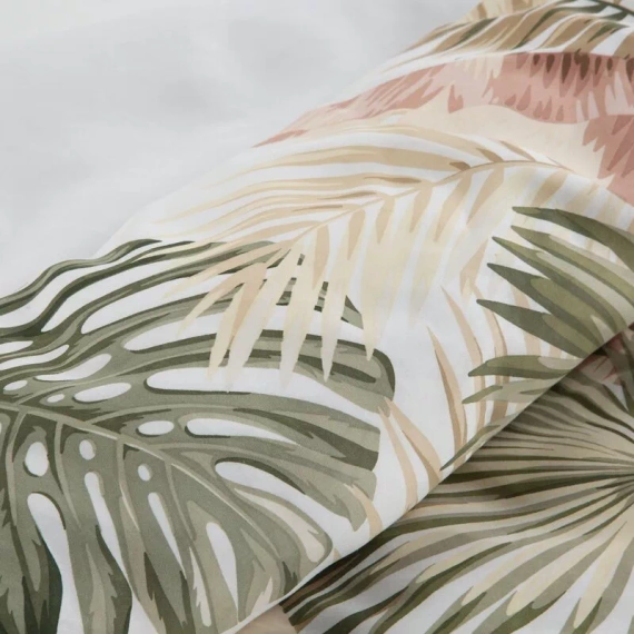 Pościel satynowa Spring 29 Kwiaty Eurofirany biały/zielony