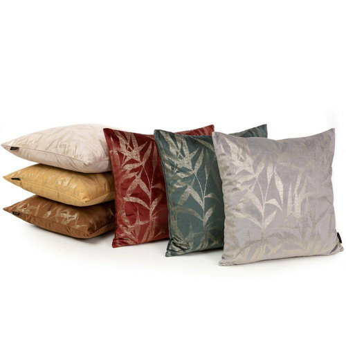 Poszewka dekoracyjna welwetowa Blink 22 liście Eurofirany ceglany